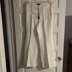 Talbots Cream Boot-Cut Linen Jumpsuit Pants